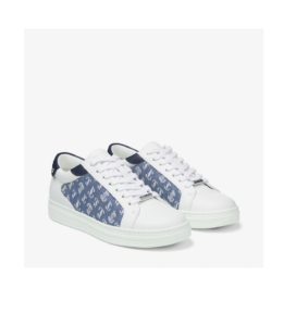 Image of sale on White Leather and Denim Jc Monogram Pattern Low-top Trainers
