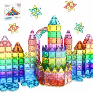 Image of sale on Picassotiles 100 Piece Mini Size Magnetic Tiles Sensory Magnet Toys Diamond Series Construction Building Blocks Set Stem Learning Travel Size Educational Toy for Kids Boys Girls Toddlers Age 3+ Ptm100