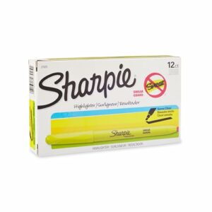 Image of sale on Sharpie Pocket Style Highlighters, Chisel Tip, Fluorescent Yellow, Box of 12