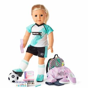 Image of sale on American Girl Truly Me 18-inch Doll 27 & School Day to Soccer Play Playset with Supplies, Uniform, and Ball, for Ages 6+