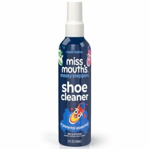 Image of sale on Miss Mouth’s Messy Steppers Shoe Cleaner – 4oz Spray Ready to Use Sneaker Cleaner for Rubber, Canvas, Leather to Remove Dirt, Grass, Scuffs from the Makers of Miss Mouth’s Messy Eater Stain Treater