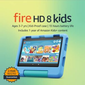 Image of sale on Amazon Fire Hd 8 Kids Tablet, Ages 3-7. Top-selling 8″ Kids Tablet on Amazon – 2022 | Ad-free Content with Parental Controls Included, 13-hr Battery, 32 Gb, Blue