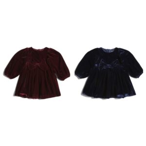 Image of sale on Infant and Toddler Girls Lindsey Velour Bow Dress