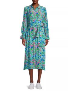 Image of sale on Ciad Floral Silk Midi-shirtdress