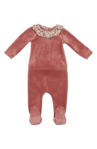 Image of sale on Floral Collar Cotton Blend Velour Footie