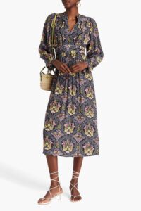 Image of sale on Eros Floral-print Crepe De Chine Midi Dress