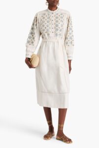 Image of sale on Joana Embellished Cotton Midi Dress