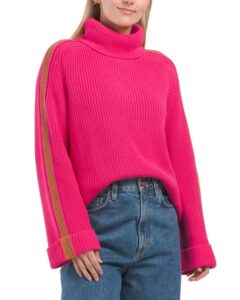 Image of sale on Chunky Turtleneck Striped Pull over Sweater