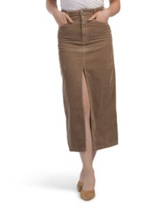 Image of sale on Corduroy Maxi Skirt with Front Slit