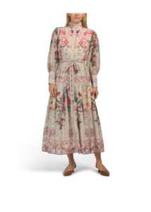 Image of sale on Romantic Floral Long Sleeve Maxi Dress with Border Detail