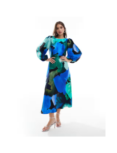 Image of sale on Zora Midaxi Dress in Watercolor Floral Blue