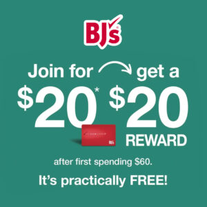 Image of sale on Bj’s 1 Year Membership + $20 Gift Card
