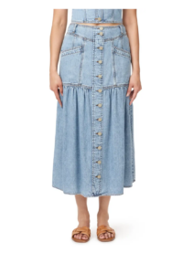 Image of sale on Button Front Denim Maxi Skirt