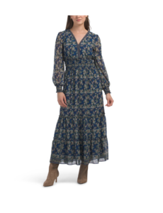 Image of sale on Long Sleeve V-neck Maxi Dress
