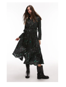 Image of sale on Abstract Print Long Sleeve Midi Shirtdress