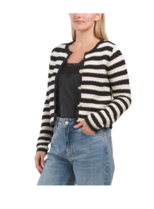 Image of sale on Striped Cardigan with Gold Tone Buttons