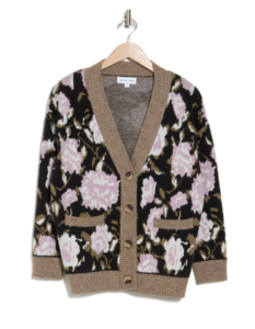 Image of sale on Oversize Floral Jacquard Cardigan
