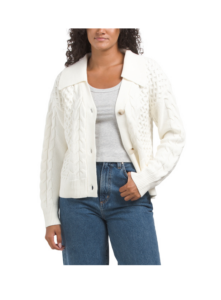 Image of sale on Collar Cable Button Front Sweater
