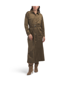 Image of sale on Faux Suede Shirt Dress