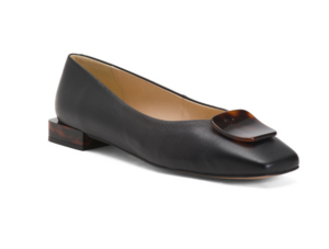 Image of sale on Leather Pointy Flats with Tortoise Ornament