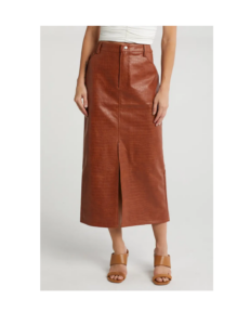 Image of sale on Croc Embossed Faux Leather Midi Skirt