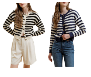 Image of sale on Stripe Textured Cardigan Sweater