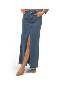 Image of sale on Maxi Denim Skirt with Front Slit