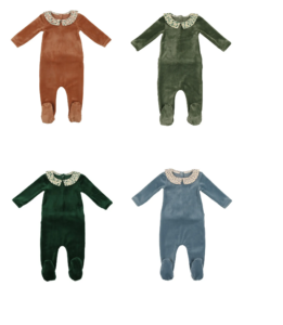 Image of sale on Floral Collar Velour Footie