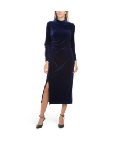 Image of sale on Mock Neck Ruched Midi Dress