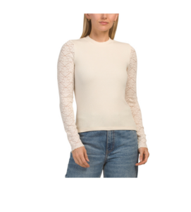 Image of sale on Long Sleeve Lace Detail Top