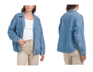 Image of sale on Oversized Denim Jacket with Rhinestone Accents