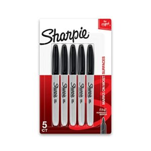 Image of sale on Sharpie Permanent Markers, Fine Point, Black, 5 Count