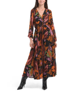 Image of sale on Long Sleeve Pleated Maxi Dress