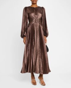 Image of sale on Norseman Metallic Pleated Midi Dress