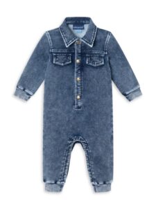 Image of sale on Baby Boy’s Knit Denim Shirt Romper