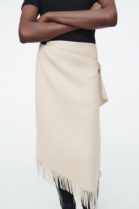 Image of sale on Fringed Wool Midi Wrap Skirt