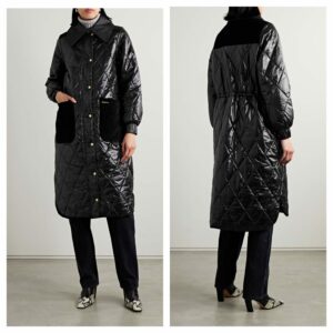 Image of sale on Marsett Leather and Velvet-trimmed Quilted Shell Jacket