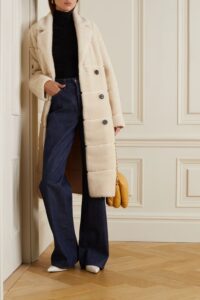 Image of sale on Double-breasted Paneled Faux Shearling Coat