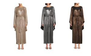 Image of sale on Metallic Batwing Sleeve Maxi Dress