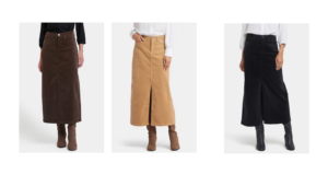 Image of sale on High Waist Slit Front Corduroy Maxi Skirt