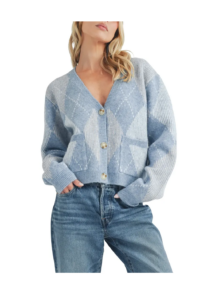 Image of sale on Argyle Knit Button Cardigan