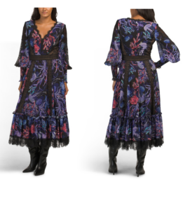 Image of sale on Krishna Printed Lace Detail Midi Dress