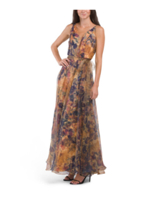 Image of sale on V-neck Organza Floral Gown