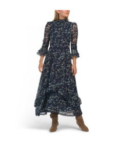 Image of sale on Floral Lace Mock Neck Maxi Dress