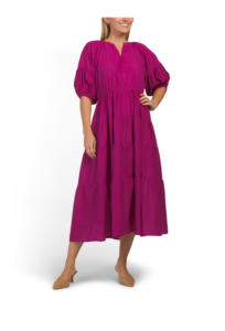 Image of sale on Puff Sleeve Tiered Midi Dress