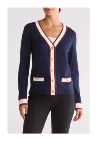 Image of sale on Preppy Tipped Cardigan Sweater