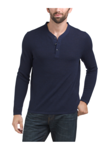 Image of sale on Merino Wool Blend Hybrid Henley Neck Sweater