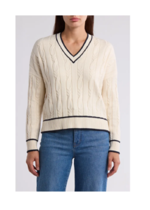 Image of sale on Tipped Cable Knit Crop Sweater