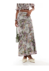 Image of sale on Floral Print Maxi Skirt