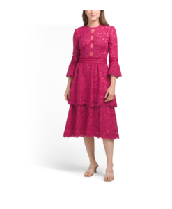 Image of sale on Blossom Tiered Embroidered Midi Dress